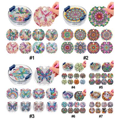 Zestaw do Diamond Art 8 szt. Akcesoria do pokrywek kubków DIY Diamond Art Bling Pokrywka talerzyk do kubka termicznego Dekoracja butelki na wodę