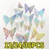 12-36Pcs Butterfly for Gift Packing Decorative 3d Butterflies Decals Flower Arrangement Wall Paper Ornament DIY Wrapping