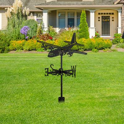 Black Airplane Weathervane Wind Direction Indicator Roof Decoration Accessories Aircraft Ornament