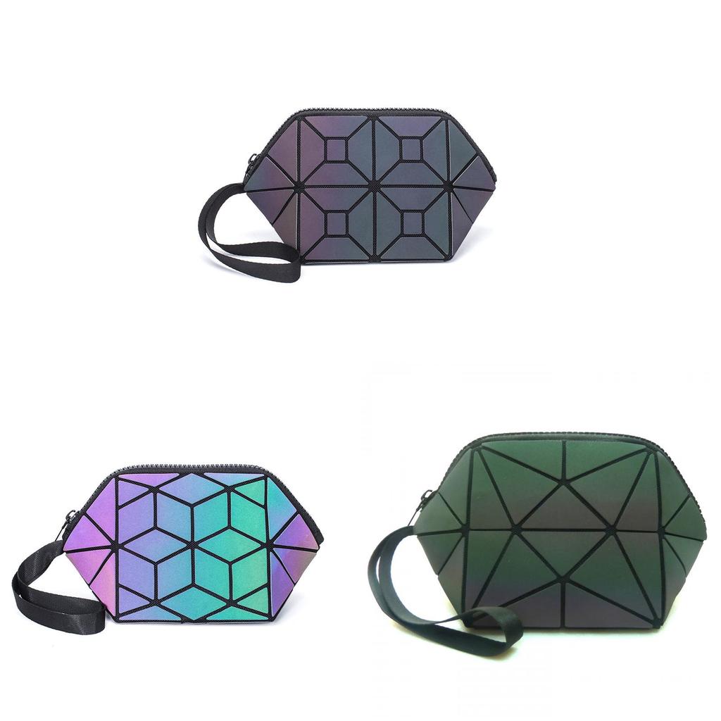Women Pu Night Light Handbag With Geometric Pattern And Storage Functionality