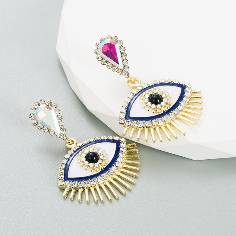 Cercei de damă temperament lung cu ciucuri plin de cristal Simplu versatili Exagerați cercei mici cu picătură premium