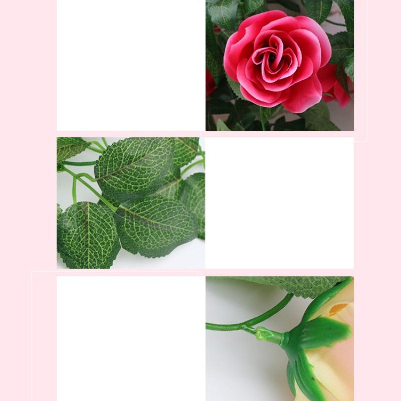 Simulation Flowers Vines Silk Roses Wall Hanging Wedding Decor Artificial Rose Vine Living Room Shopping Mall Decoration Flower