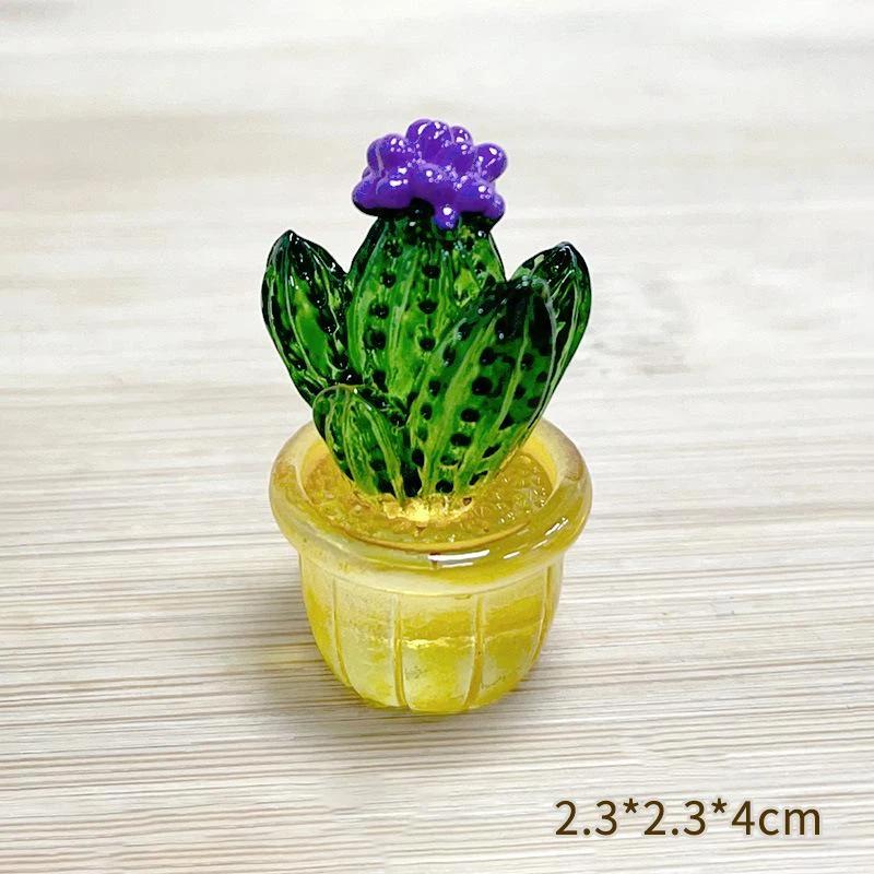 Cartoon Cactus Bonsai Decor Transparent Fleshy Resin Crafts Realistic Simulated Mini Cactus Home Decor