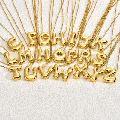 CARLIDANA Hot Sale Cute Bubble Balloon 26 English Letter Pendant Stainless Steel O-chain Gift Jewelry for Women Name Letter
