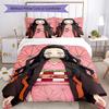 3pcs Demon Slayer Nezuko Pattern Bedding Set Duvet Cover Set Includes Duvet Cover &pillowcases, Perfect All Season Bedroom Decoration & Gift