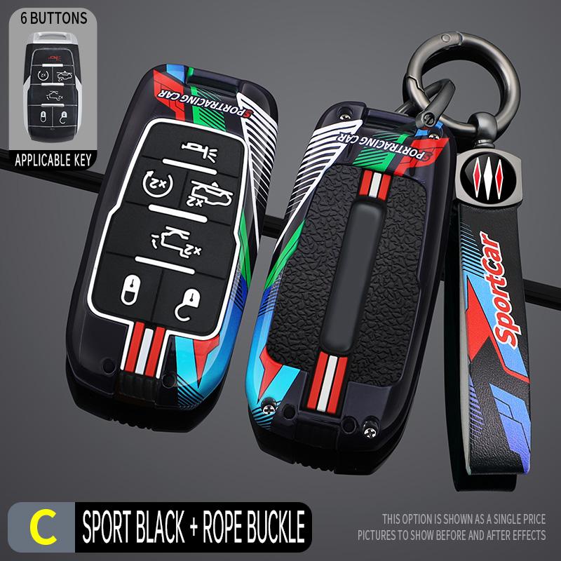 

Racing Style Metal Car Key Case Fob Cover For Dodge Ram 1500 Pickup Trx Rebel Ram 2500 3500 4500 5500