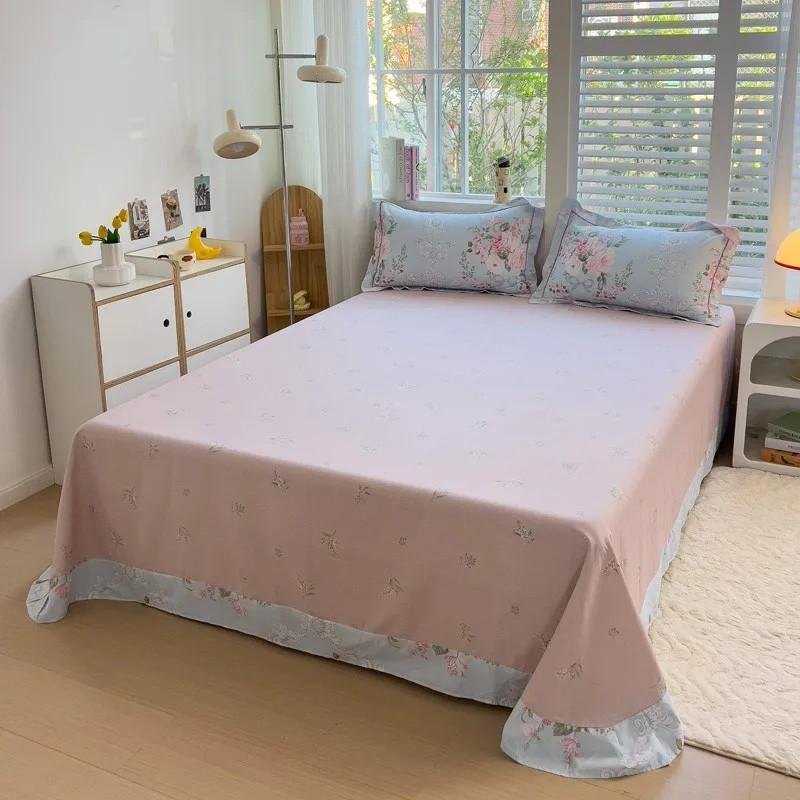 Colorful Soft Pure cotton printing Duvet cover Sets Twin Double Bright Fresh Flowers Patterned Breathable Flat sheet Pillowcases