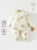 180g Cotton Baby Set: Thickened Autumn/Winter Top & Pants with Constant Temperature, Class A Warm Padded Home Clothes for Infants.