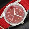 REFURBISHED HAND-WINDING SWISS MENS RED COLOR DIAL WATCH A431696-2 R108-a431696