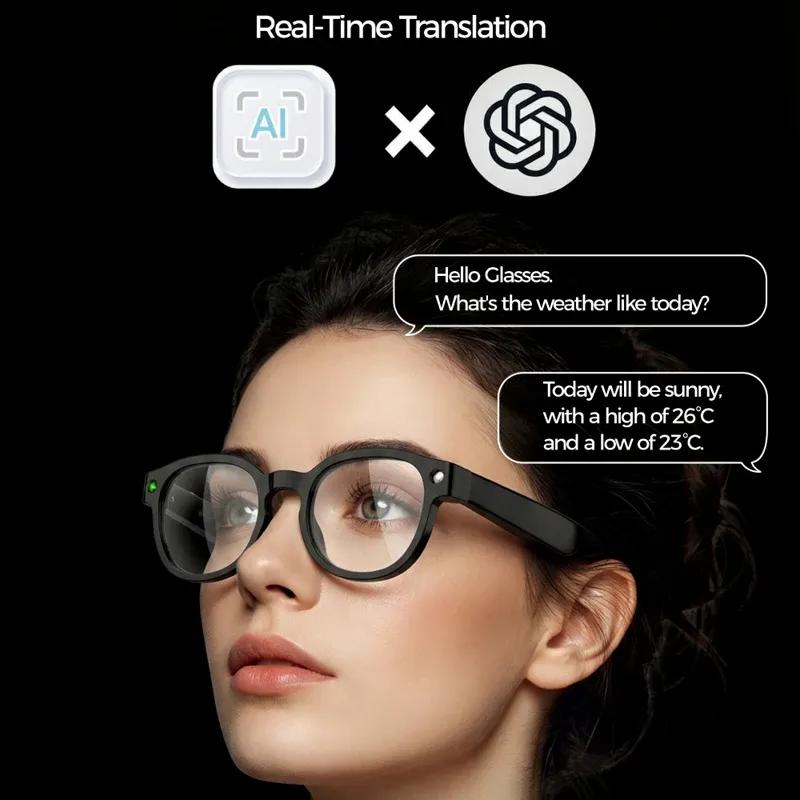 6K HD AI Camera Glasses 800MP Photochromic Multifunctional Smart Glasses Bluetooth Calling Photo Video ChatGPT Music Translation