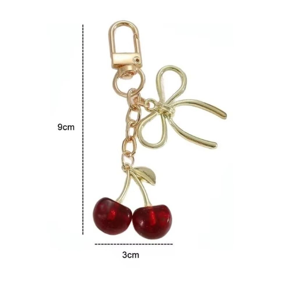 Red Cherry Cherry Keyring Pearl Bow Cherry Bag Pendant Cherry Keychain Backpack Accessory