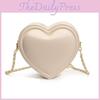 Simple Solid Color Heart Shaped Women Casual Shoulder Chain Bag For Use Daily