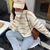 Women's Clothing Winter Sweater Loose Pullover Casual Korean Fashion Print Striped Knitted Tops Elegant and Simple Jumper Female