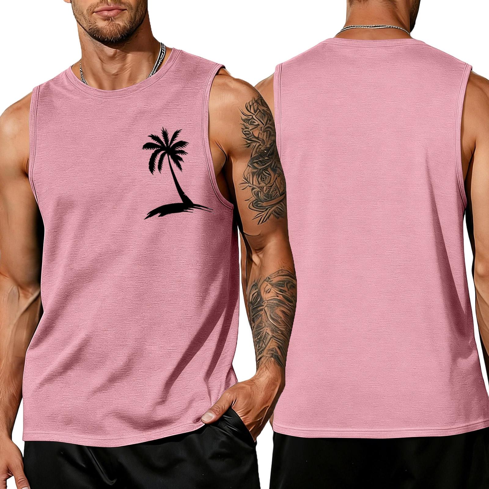 

Men’s Sleeveless Crew Neck Tank Top With Tree Graphic Loose Fit Casual Summer Shirt For Outdoor Activities XXXXXL розовый