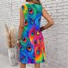 Plus Size V Neck Sleeveless Dress Green Mountain Waterfall Scenic Print For Nature Holiday Journey
