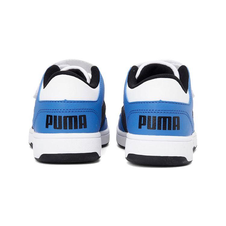 Puma Rebound Layup Lo Comfortable Low Top Kids Basketball Shoes Kids sneaker White Blue Black 370492-06