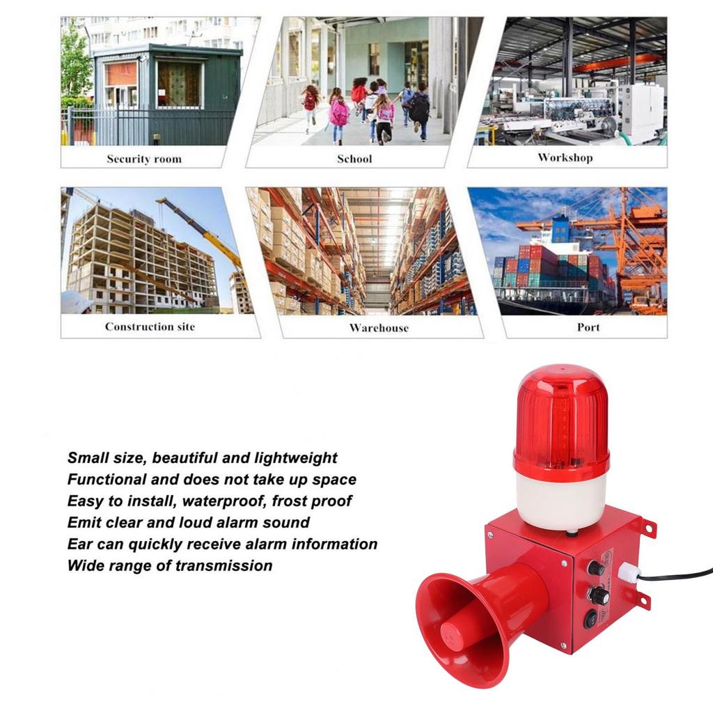 Industrial Siren Horn Loud Flashing Alarm Outdoor Safety Alarm Indoor Warning LED Siren Plug Alarm, Strobe, Siren, 50-60Hz, 115db, Siren, Horn, Siren,