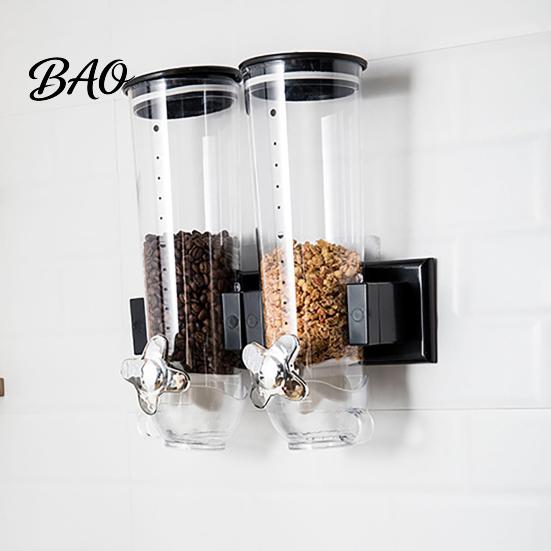 Coffee Bean Storage Jar Wall Mounted Dry Cereal Dispenser, Moisture Proof Airtight Food Space Saving Container Container, Plastic Organizer for Pantry