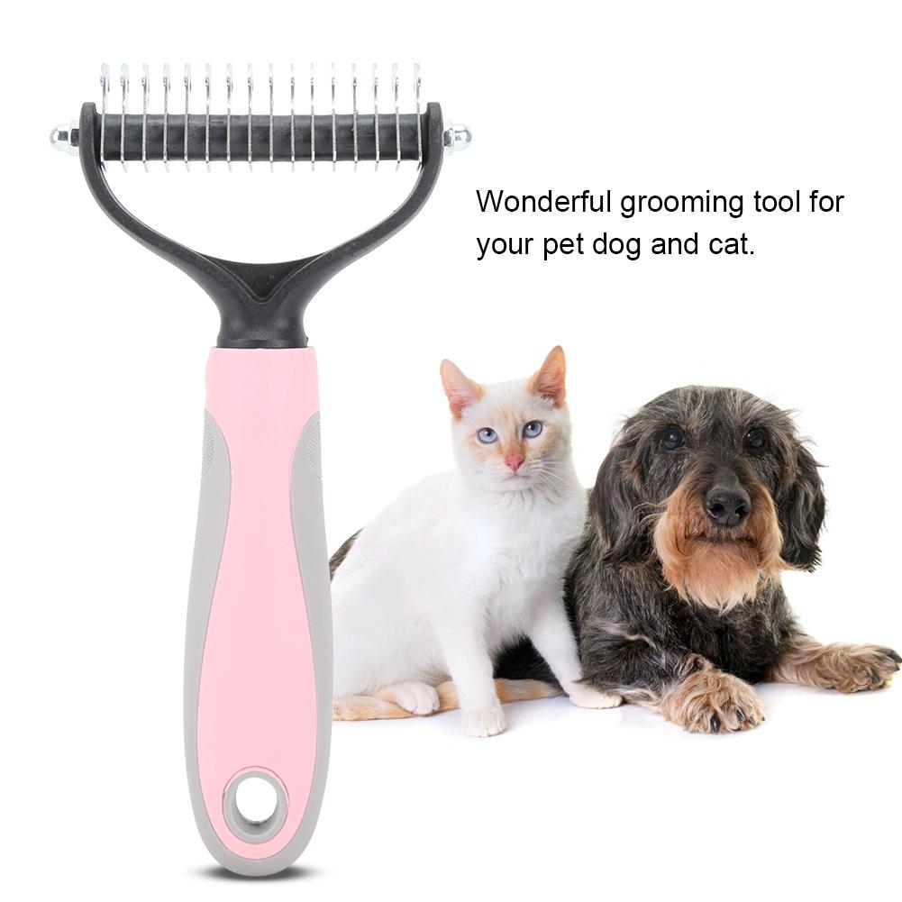 Pet Dog Cat Fur Hair Knot Cutter Rake Hair Removal Comb Brush Grooming Toolpink S