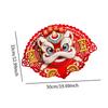 Spring Festival Fan Shaped Lion Dance Door Decoration 33x50cm Multifunctional Flocked Fabric for Festival Party Supplies
