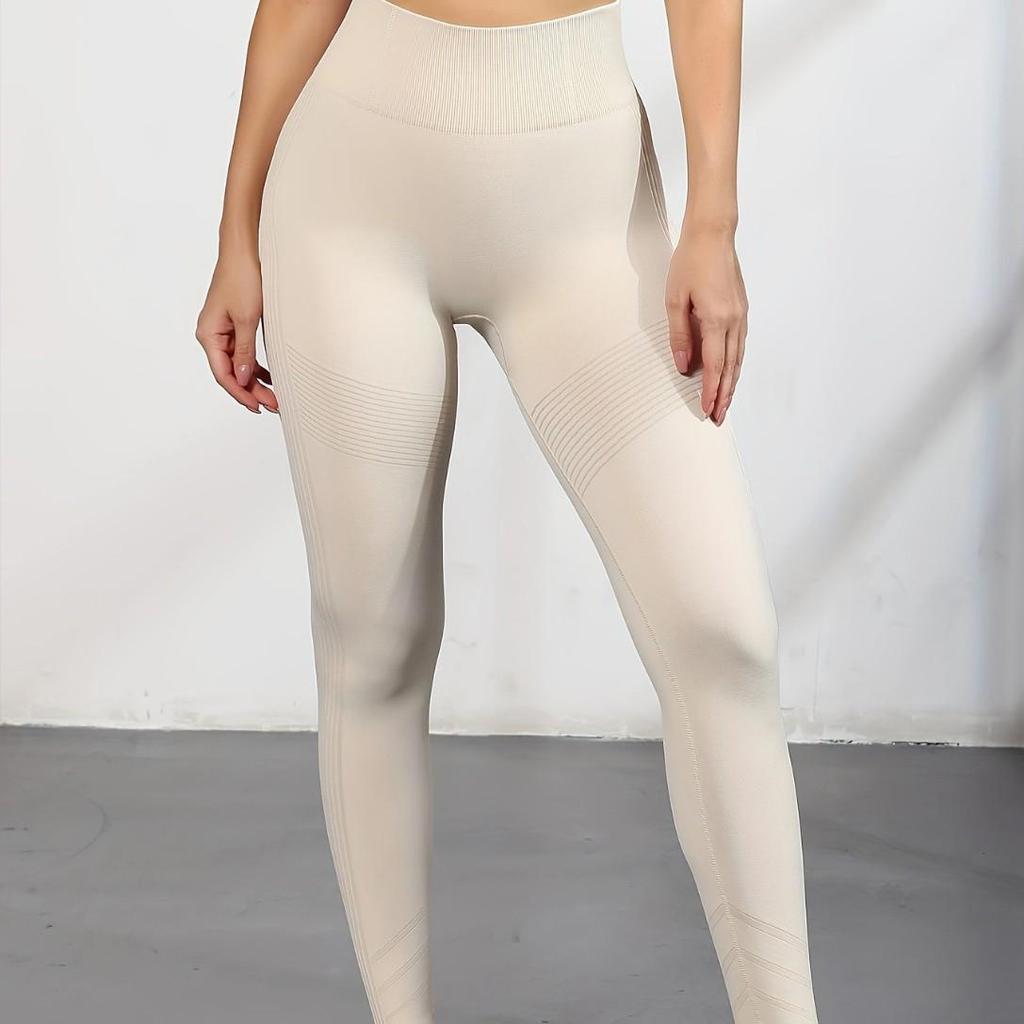 High-Waist Tummy Control Peach Hip Nude Yoga Pants - Breathable, Solid Color for Women