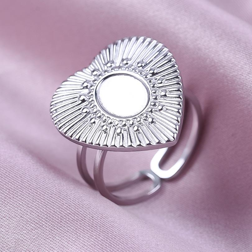 Geometria Semplice Moda Acciaio Inossidabile Anelli Aperti Per Donne Uomini Accessori Colore Argento Cuore Sole Rotondo Base Vuota Fai da Te Anillos