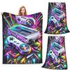 Gamer Cartoon Spielcontroller Decken Flanell Sofa Überwurf Atmungsaktiv für Couch Bettwäsche Outdoor Decken Tagesdecke Steppdecke