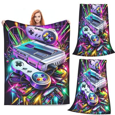 Gamer Cartoon Game Controller  Blankets Flannel Sofa Throw Blanket Breathable for Couch Bedding Outdoor Throws Bedspread Quilt