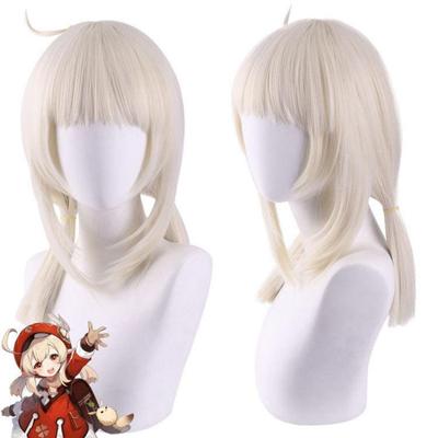 Pelucas Cortas de Anime Juego Genshin Impact Klee Coletas Peluca Disfraz de Cosplay Cabello Sintético Resistente al Calor Pelucas para Mujer