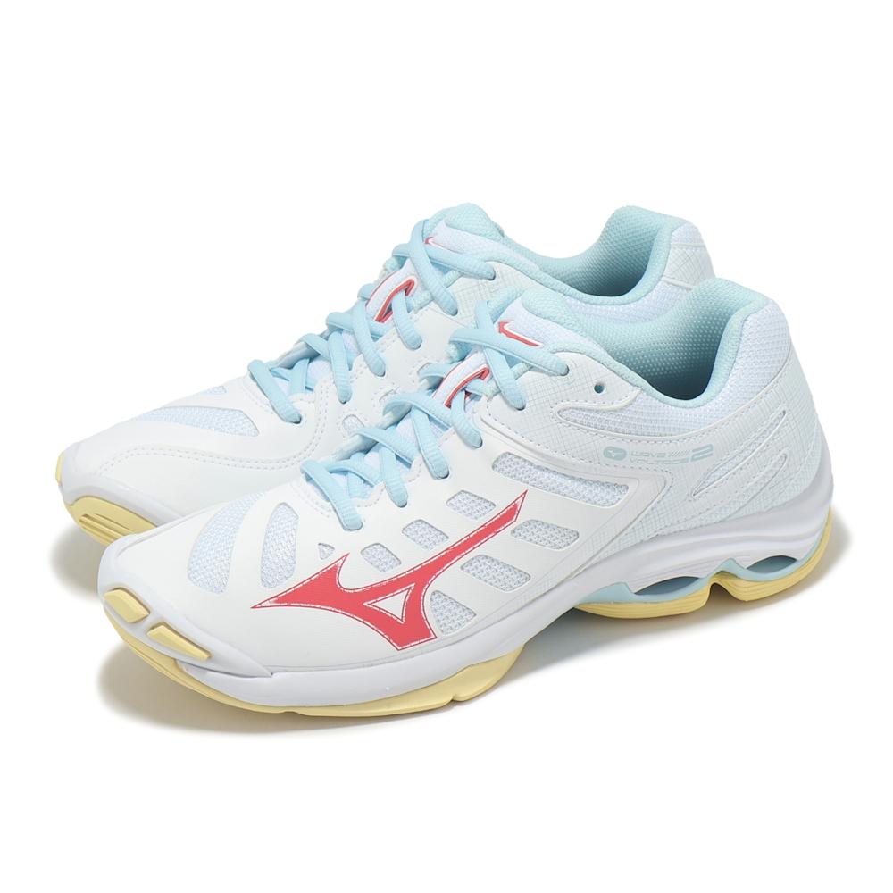 Mizuno Wave Voltage 2 White Calypso Coral Women Sneakers Pale-Banana V1GC246030