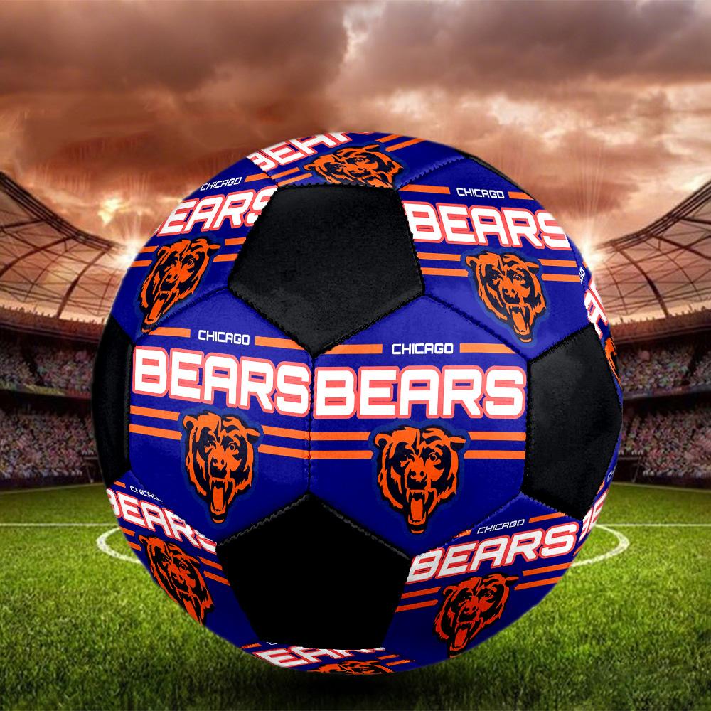 Chicago Bears Indoor Soccer Ball Colorful All Ages Size 5 Machine Stitched PVC Competition Ready Durable High-Bounce