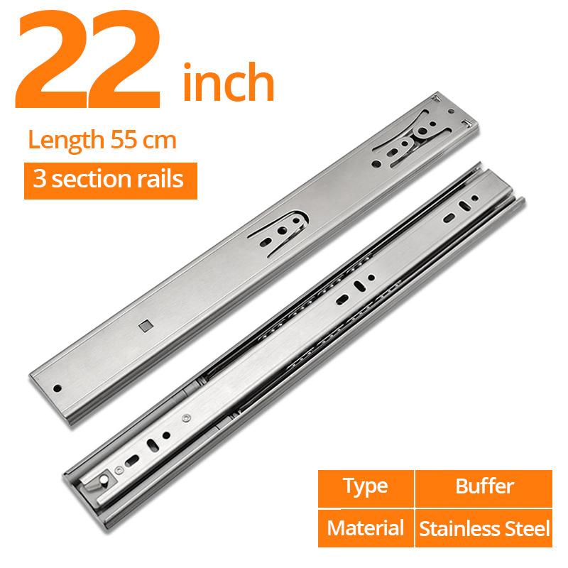 Stainless Steel Cabinet Slides Soft Close Three-Section Drawer Rails Drawer Slides Buffer Damper Rails Hardware