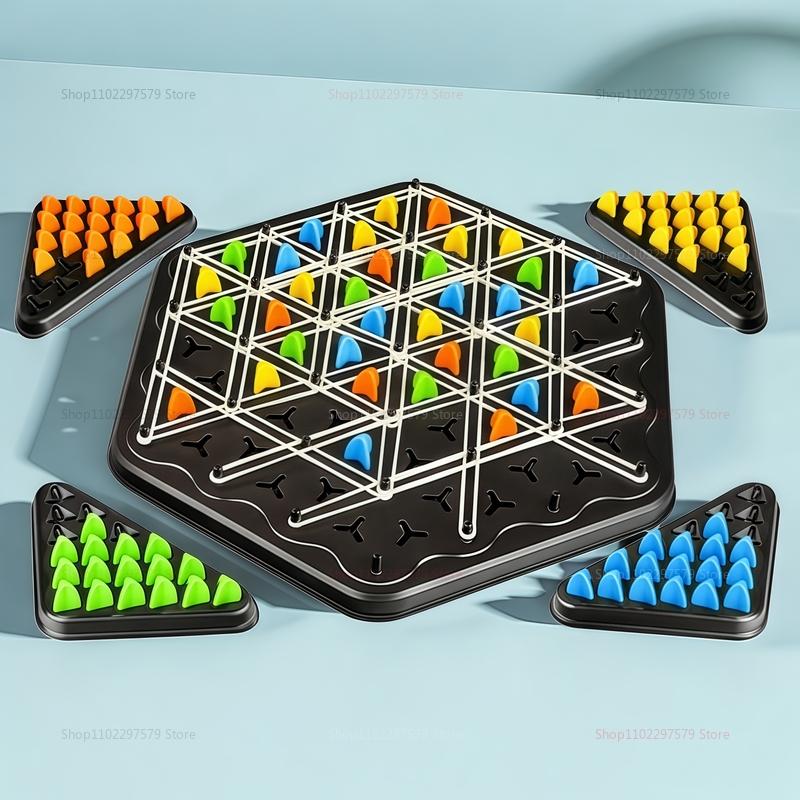 New Geometry Chain Chess Puzzle Triangle Chess Desktop Game Rubber Band Training Family Interaction Exercise Thinking Toys Gifts