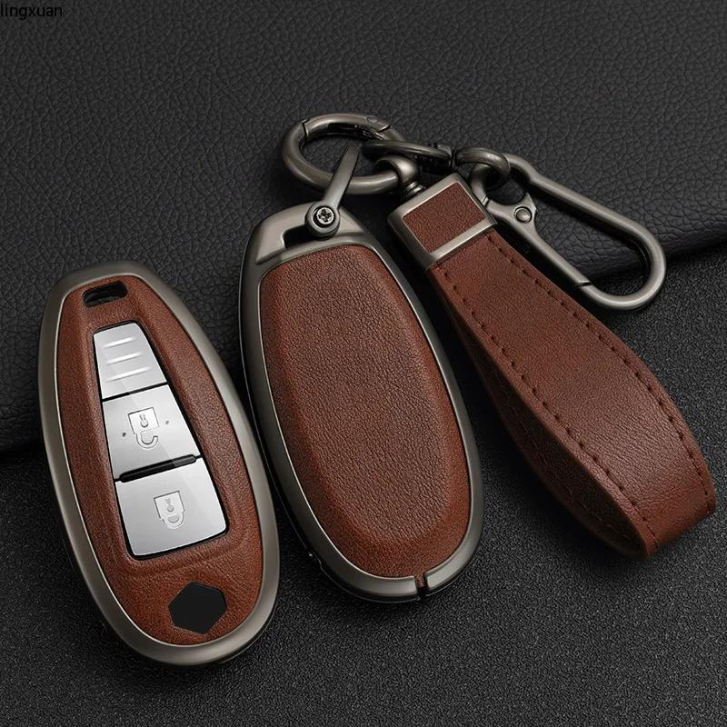 Zinc Alloy+ Leather Car Key Case Cover For Suzuki Baleno Ciaz Ertiga Ignis Kizashi Sx4 S-Cross Swift Vitars 2 3 Buttons Remote