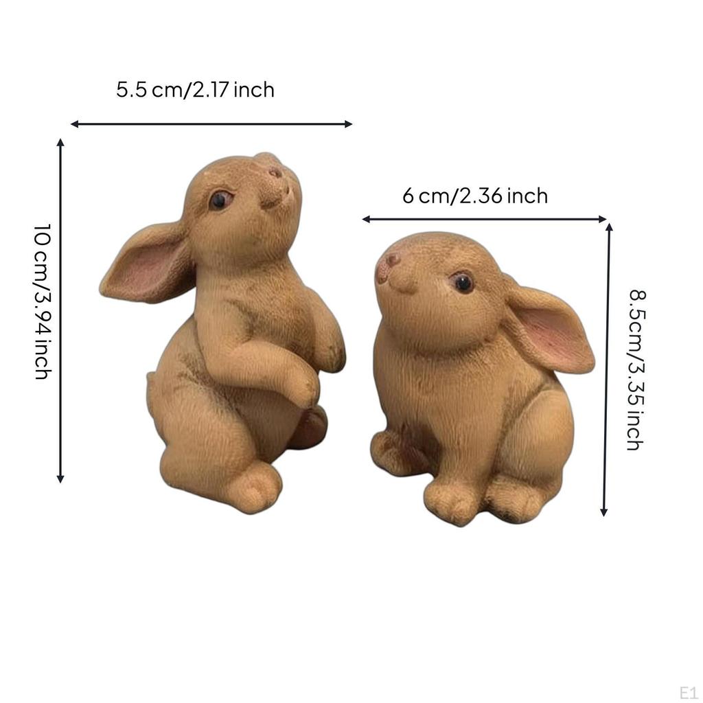 Hare Figurines Rustic Bunny Statues Small Figurine for Gardeners, Collectors, Garden, Yard,