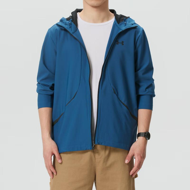 Under Armour Windproof Sports Training Fashion Woven Hooded Jacket Men jackets 6014621-498