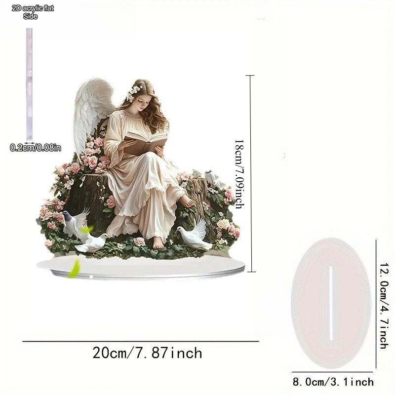Angel Fairy Reading Decor, Floral Accents, Colorful Attractive Sign Ornament, for Porch Entrance Cabinet Bookshelf Bedroom Home Decoration, Home Tabl