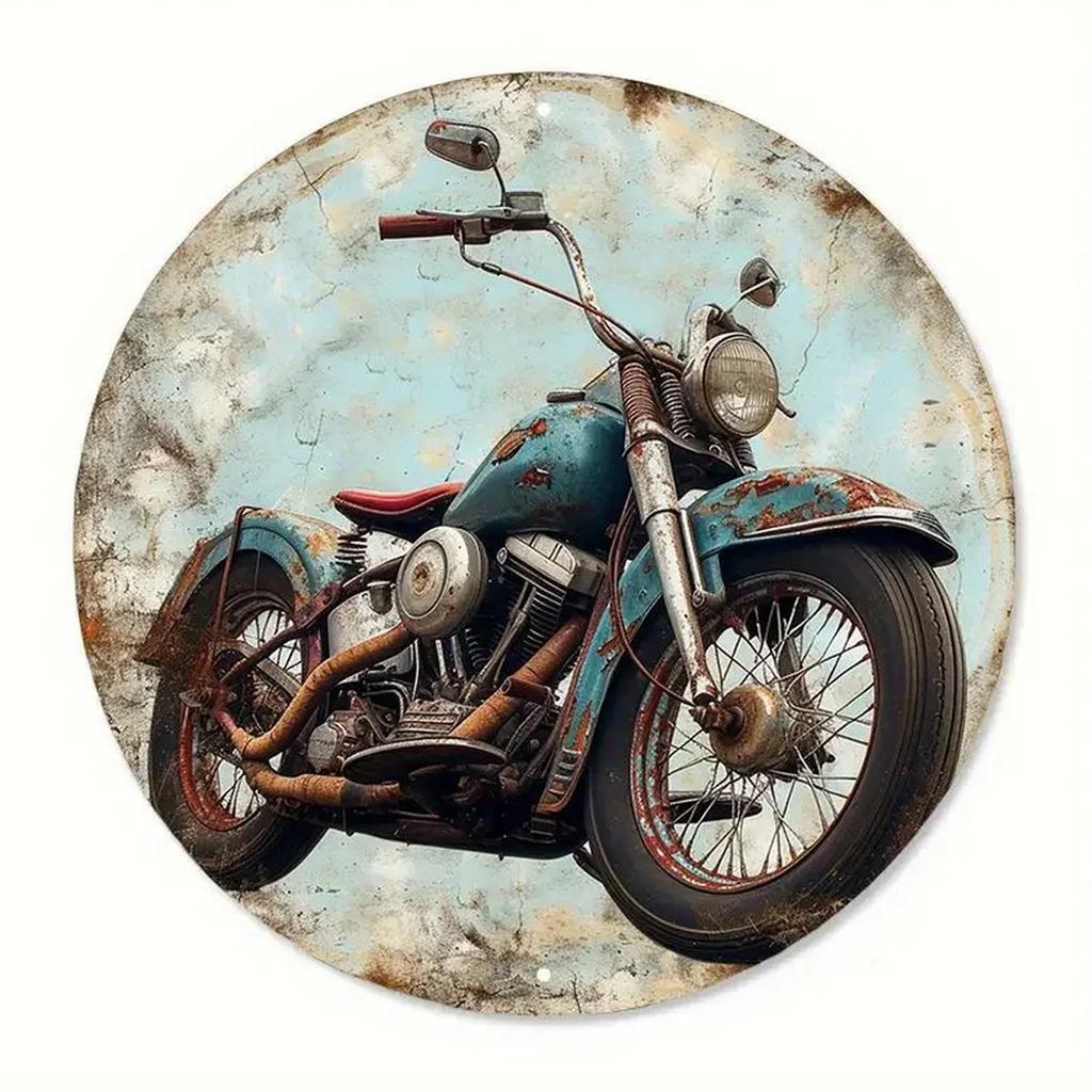 Vintage D Tłoczony Okrągły Metalowy Znak Motocyklowy Zestaw Retro Biker Chopper Dekoracja Ścienna do Garażu Jaskini Mężczyzny Baru Pubu Entuzjasta Motocykli