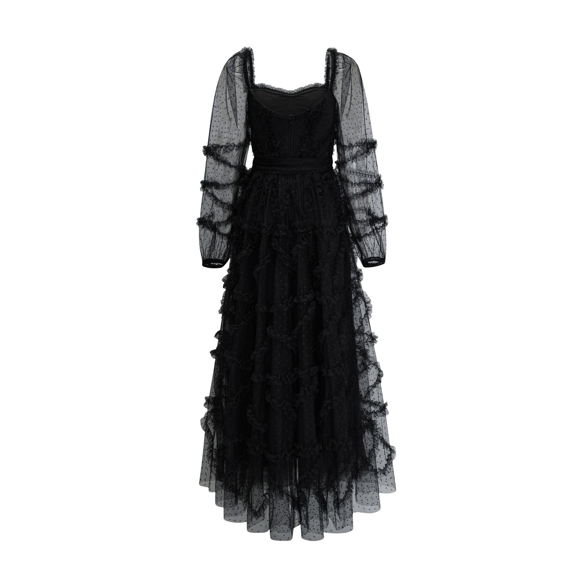 

Платье с длинным рукавом, с бантом, длинное, свадебное, платье подружки невесты, юбка в горошек, женская одежда XL чёрный