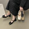 Women's Chunky Block Heels Mary Jane Pumps Comfortable Square Closed Toe Dress Shoes With Ankle Strap for Women Low Heels Slip On Mary Jane Shoes