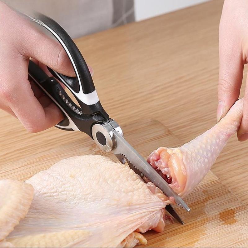 Multifunctional Stainless Steel Kitchen Scissors Heavy Duty Sharp Shears Walnut Clamp Effort Saving Shears