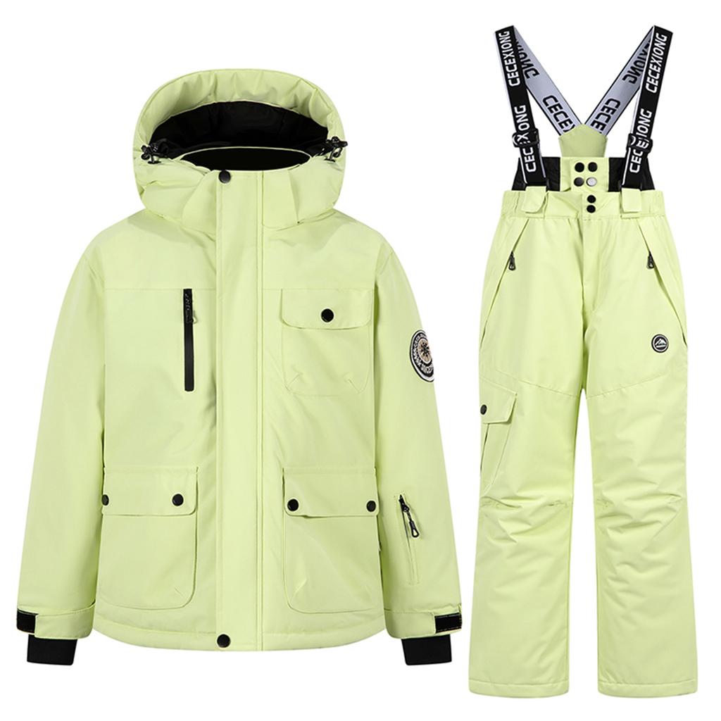 Children's Fashion Skiwear Set Boys' And Girls' Thickened Waterproof Warm Ski Suit Jacket And Trousers Outfit Set
