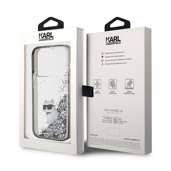 Custodia per iPhone 15 Pro Max Karl Lagerfeld Glitter Liquido Trasparente