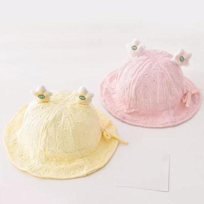 Cartoon Baby Bucket Hat Cute Flower Embroidered Fisherman Cap for Infant Girls Solid Color Cotton Kids Summer Panama Sun Hats