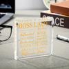 Yalikop Boss Lady Gifts for Women: Acrylic Desk/Office Decor (Inspirational Quotes) – Boss Appreciation Keepsake, Paperweight.