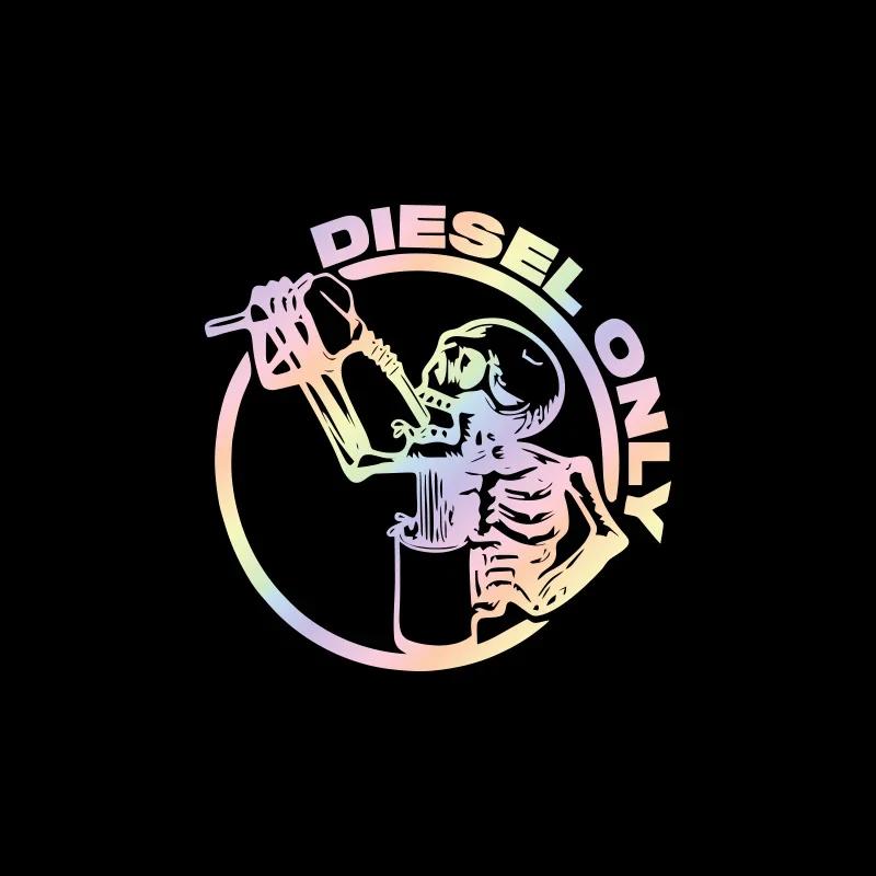 ABFB1 Funny Skull Car Decal 12cm Round Diesel Fuel Tank Sticker Waterproof Sunscreen Reflective Vinyl for All Cars SUV Truck Exterior
