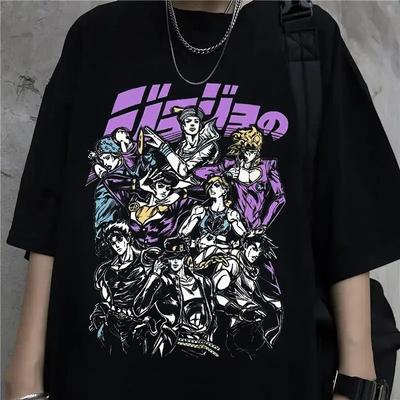 Grafické Tričko Jojo Bizarre Adventure Tričko Dámské Japonsko Anime Letní Tričko Kawaii Oversized Unisex Kreslené Dámské Manga