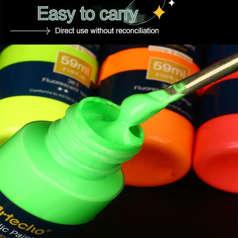 59ML Glow In Dark Acrylic Paint for Hand-Painted Wall Creative Diy Glass Clothes Shoes Luminous Fluorescent Epoxy Resin Pigment