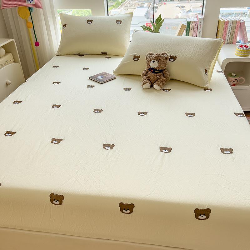New Style Fitted Sheet Single Piece Embroidered Design Fitted Sheet Cover All-inclusive Non-slip Sheets Dormitory Single Fitted Sheet