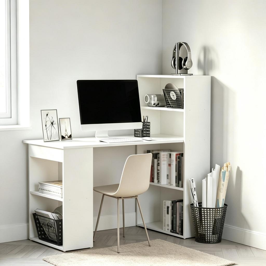 Desk with Integrated Bookshelf, Modern Desk, Versatile Work Table with Open Design for Flexible Use (only with desk)